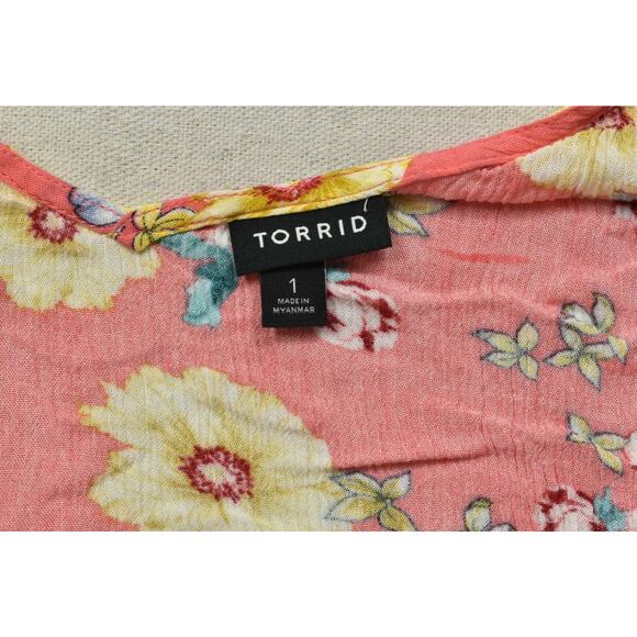 Torrid Pink Floral Print V-Neck Cami Top Plus Size 1 Sleevless Floral - Picture 6 of 8